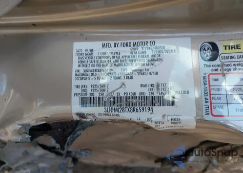 2008 Lincoln Mkz from USA, damaged, VIN 3LNHM28TX8R659194